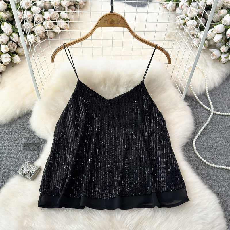 Women's Versatile Loose Sequin Camisole Vest