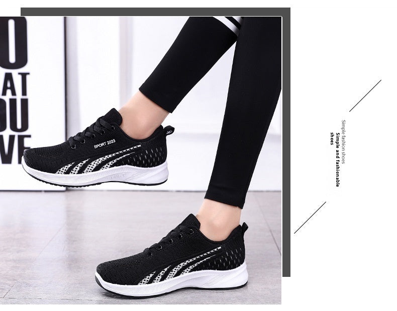 Flat Flying Woven Breathable Mesh Surface Sneaker Women's Casual Soft Bottom Shoes