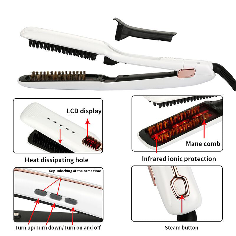 Multifunctional Negative Ion Infrared Spray Steam Hair Straightening Comb