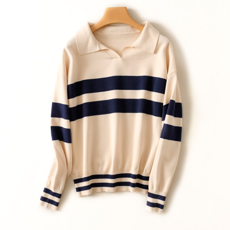 Cashmere Sweater POLO Neck Sweater Casual Loose Hoodie Handsome Wool Sweater Woman