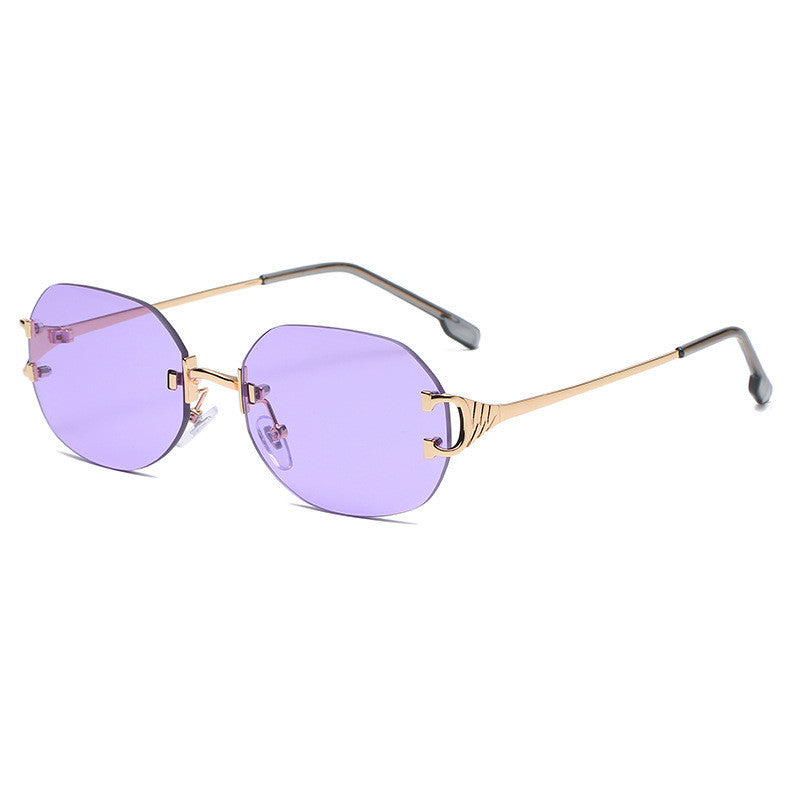 Oval Rimless Sunglasses European And American Transparent Candy Color Sunglasses