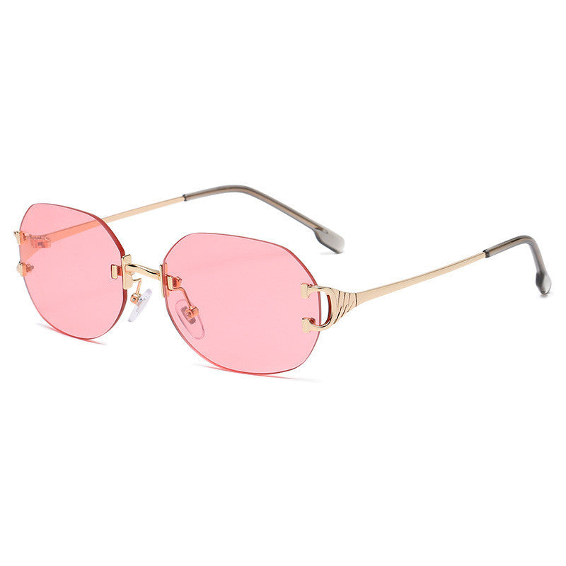 Oval Rimless Sunglasses European And American Transparent Candy Color Sunglasses