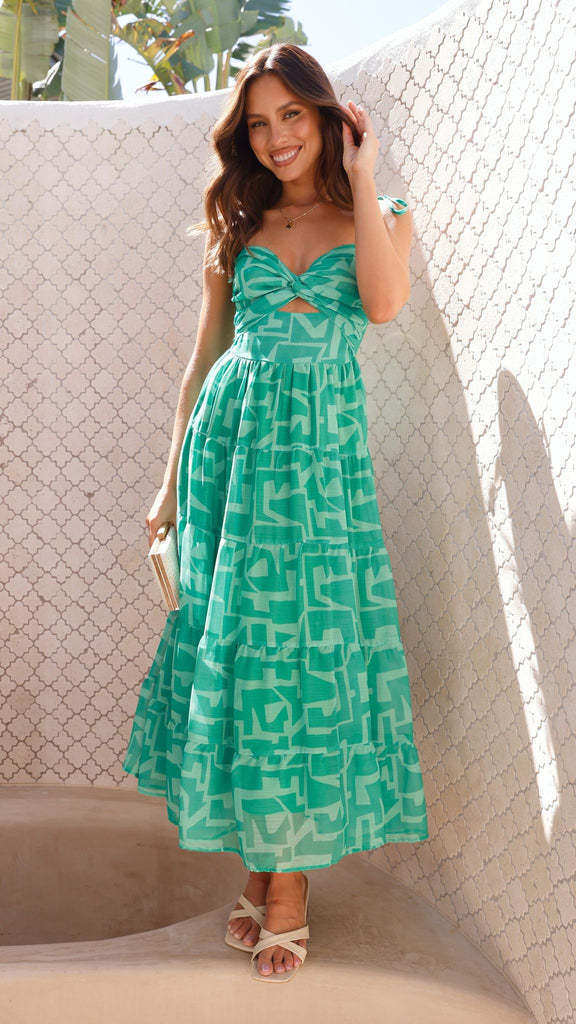 Fashion Printed Spaghetti Straps Sleeveless Long Dress