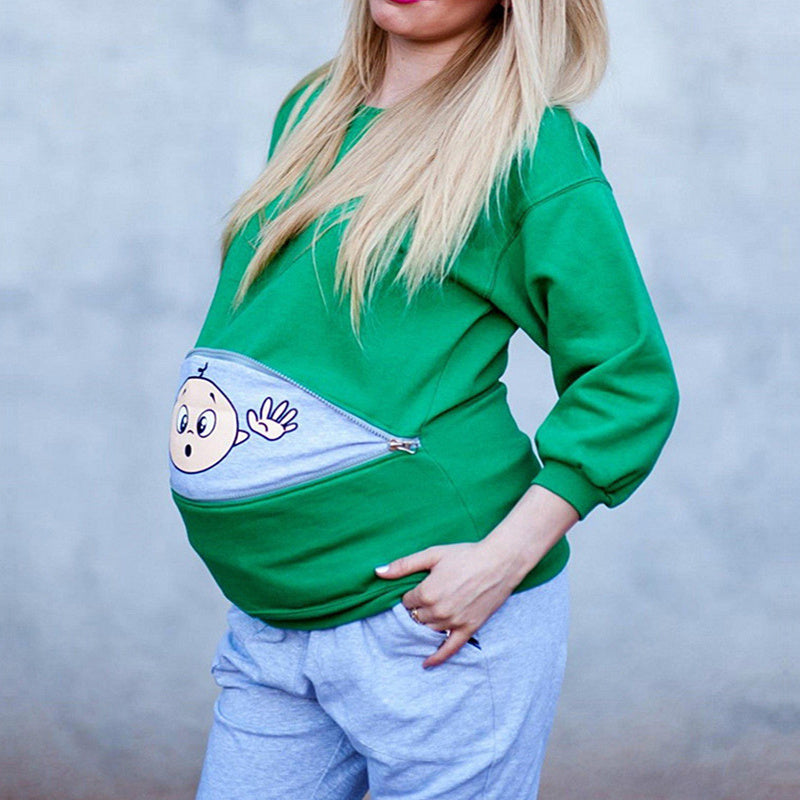 Plus size pregnant woman cartoon cute long sleeve