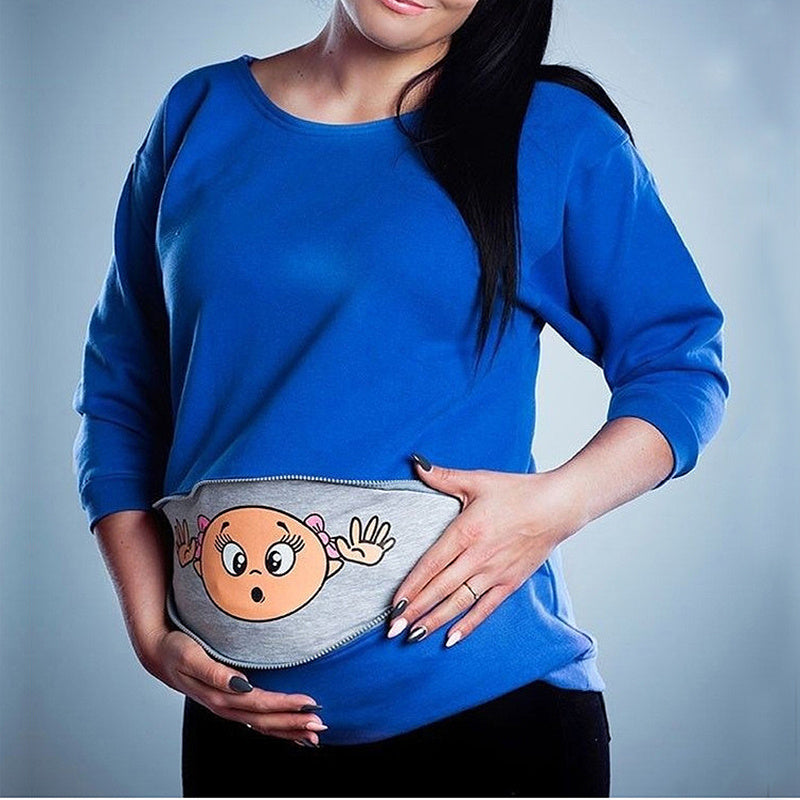 Plus size pregnant woman cartoon cute long sleeve