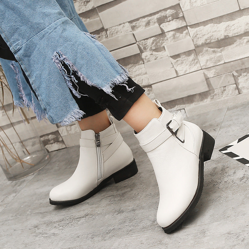 Martin Round Toe Short Low Heel Female Boots