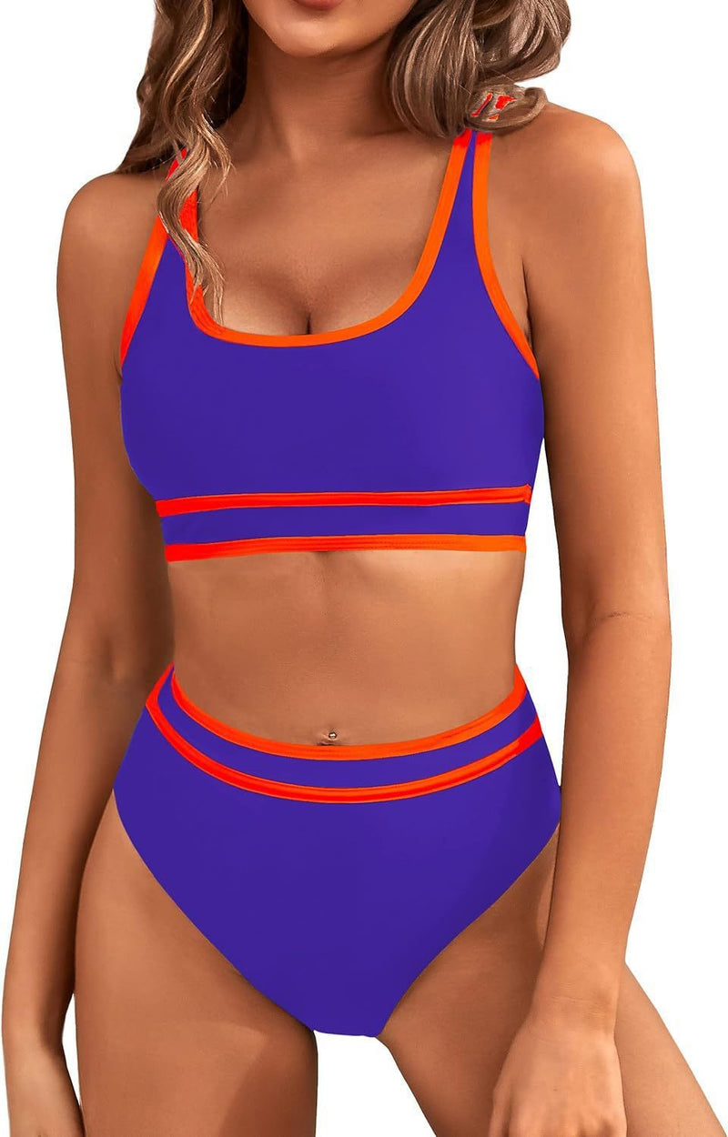 Bikini Tight-fitting Solid Color Swimsuit For Women