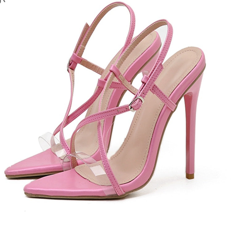 Roman Style Sexy Pointed Cross Strap Fashion Temperament Stiletto High Heel Sandals Women