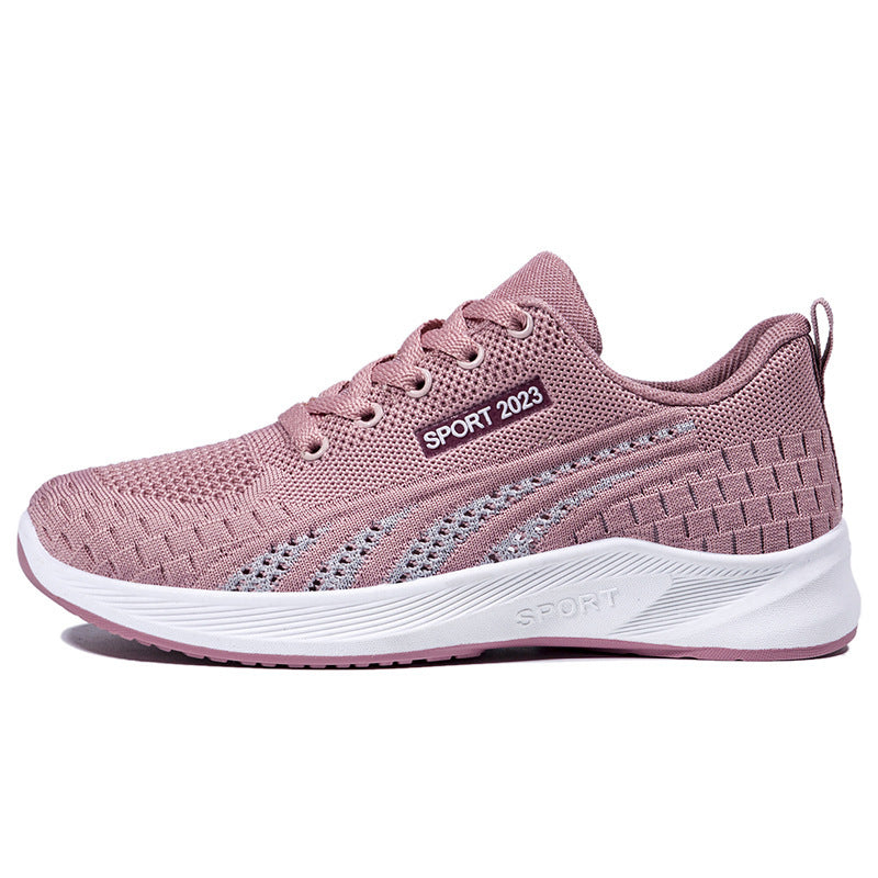 Flat Flying Woven Breathable Mesh Surface Sneaker Women's Casual Soft Bottom Shoes