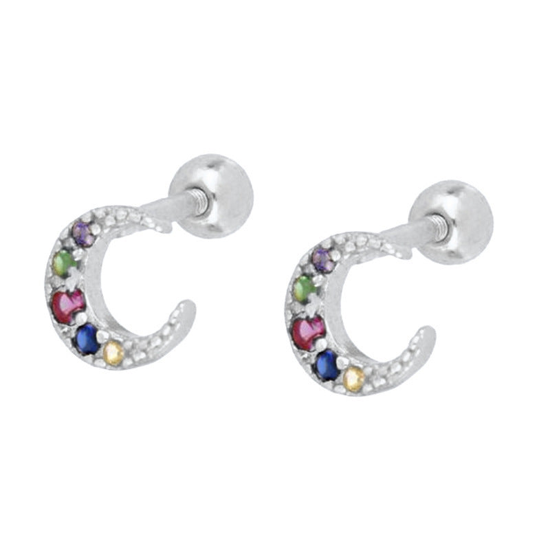 Europe and America Simple Moon Earrings