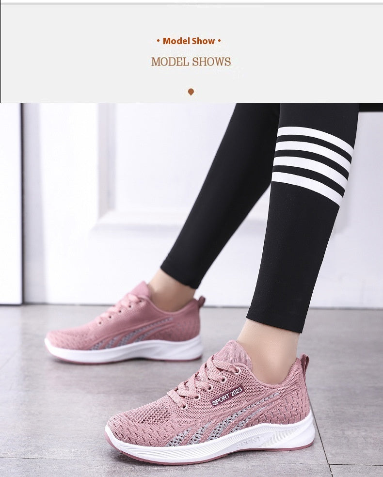 Flat Flying Woven Breathable Mesh Surface Sneaker Women's Casual Soft Bottom Shoes