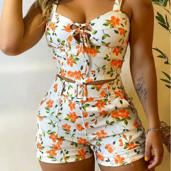 Women's European And American Flower Printed Suit