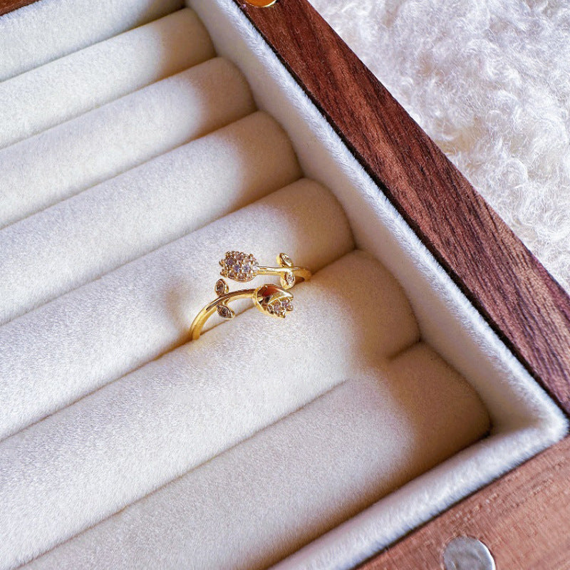 Retro 18K Gold Ring Women