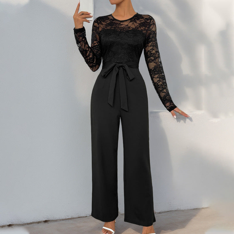 Women's Fashion Personality Zipper Lace-up Jumpsuit