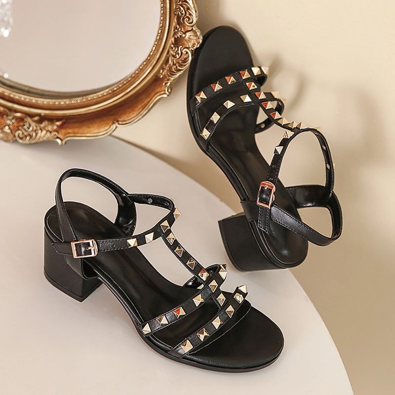 Women's Leather Buckle Sandals