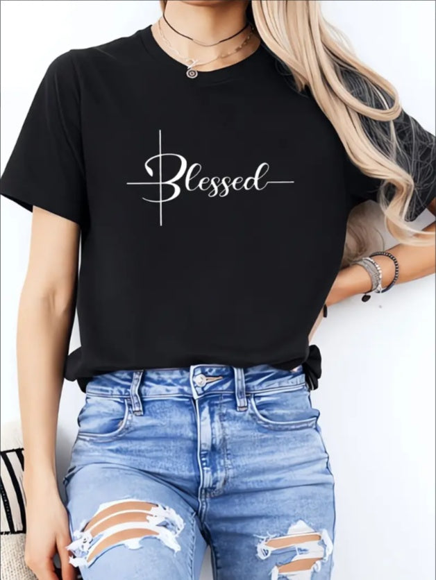 Women'S Casual  T-Shirt With Print - Crew Neck, Short Sleeves, Pullover Style, Regular Fit - Spring Summer Fashion Top For Teens And Adults