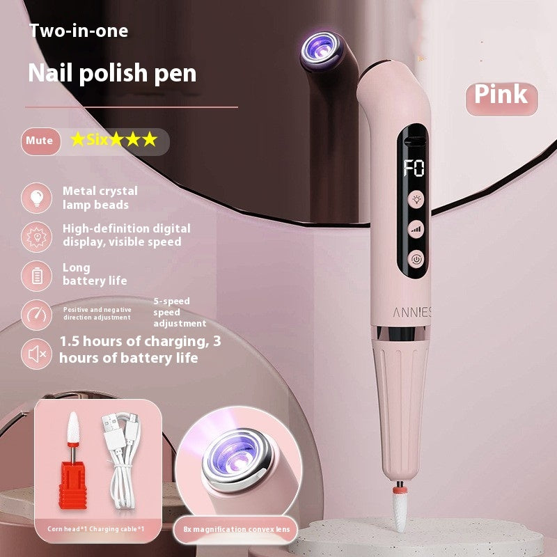 Two-in-one Grinding Pen Manicure Handheld Portable UV Lamp