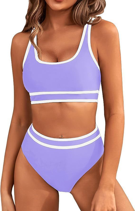 Bikini Tight-fitting Solid Color Swimsuit For Women