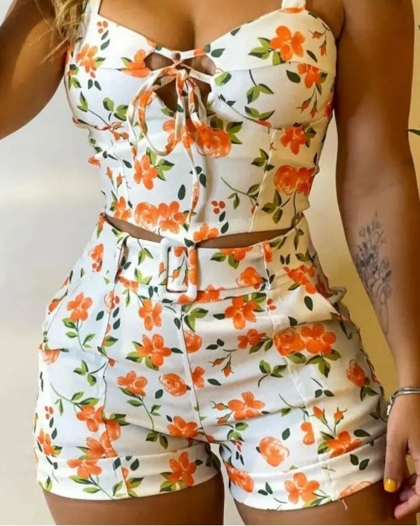 Women's European And American Flower Printed Suit