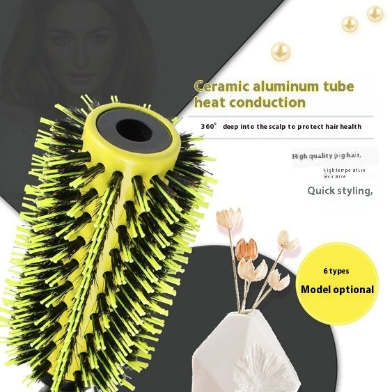 Brazilian Comb Pointed Tail Bristle Inner Buckle Pear Flower Hot Ceramic Aluminum Tube Hair Comb Anti-static Shunfa Styling Comb