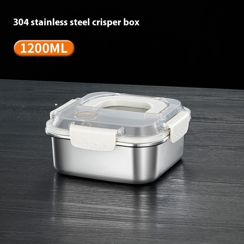 304 Stainless Steel Crisper Square Lunch Box With Handle